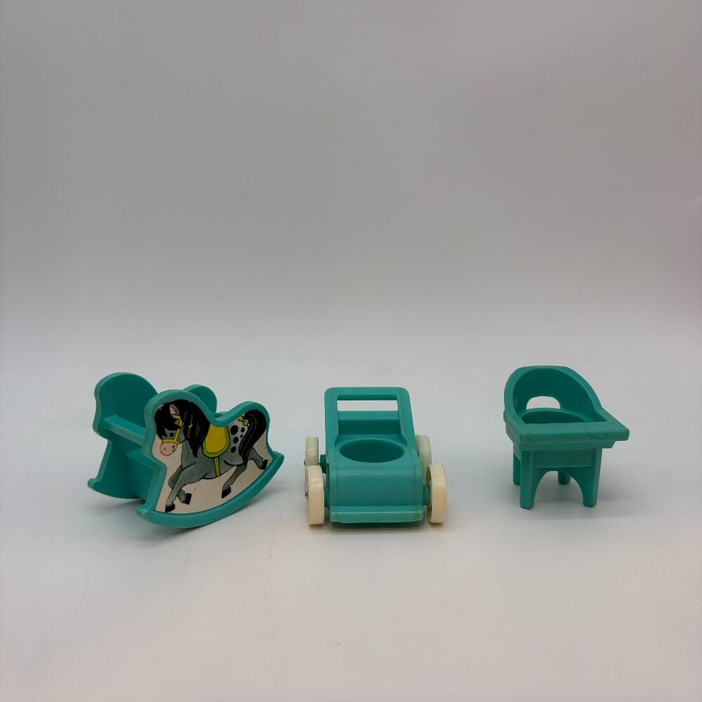 Vintage 1972 Fisher-Price Play Family Blue Nursery Set
